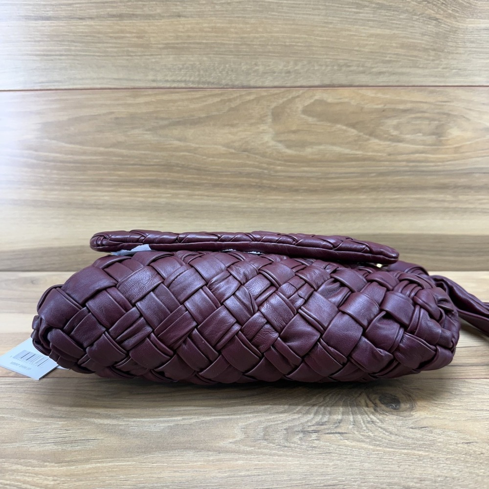 Walter Baker Halston Flap Shoulder Bag Woven Leather Black Jam $498 Minimalist - Picture 6 of 8